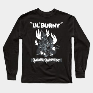 Lil Burny - Satanic Symphony - Vintage Cartoon Burning Church Long Sleeve T-Shirt